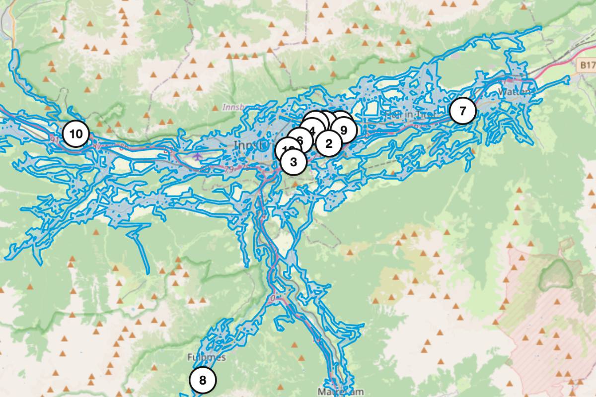 Screenshot of the map view in expansion analyses