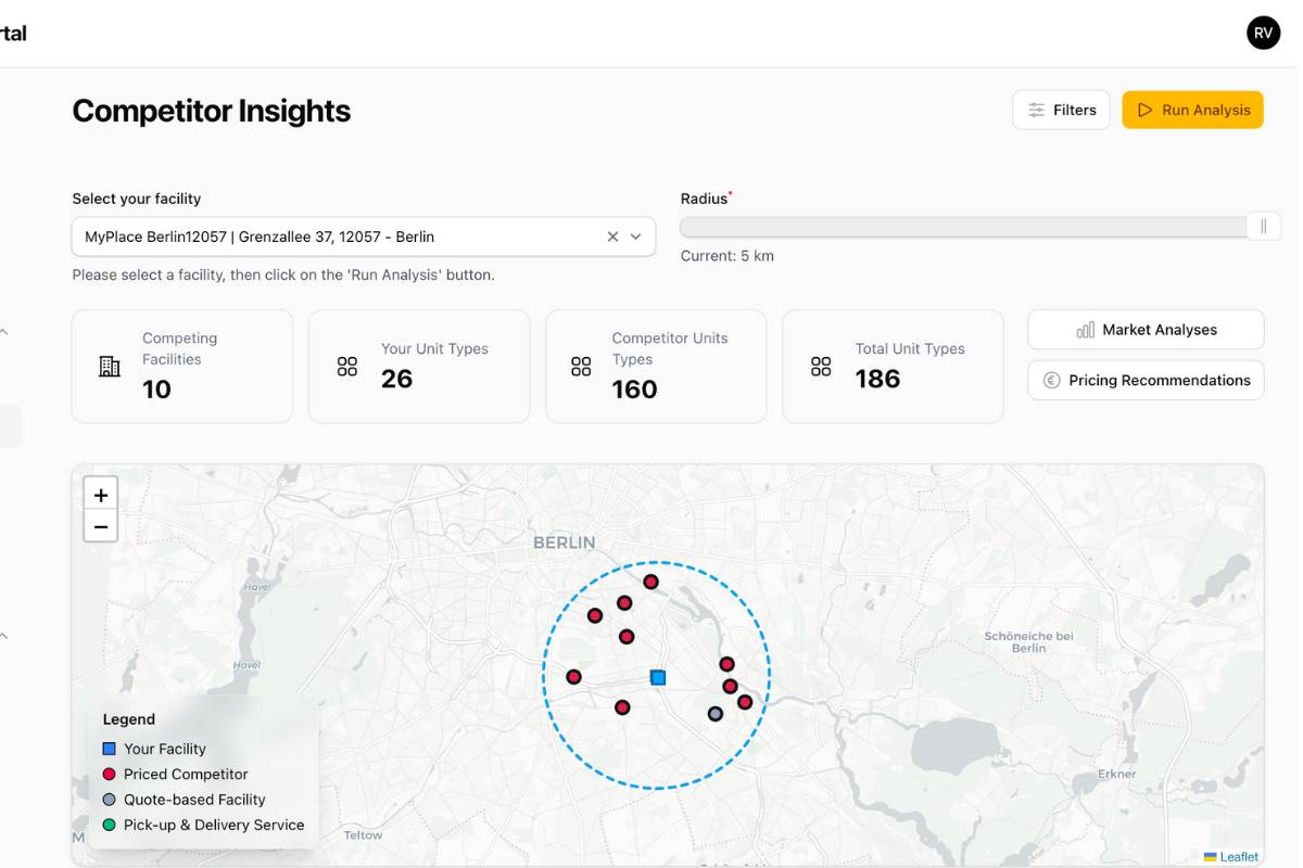 Map screenshot of the competitor insights dashboard